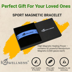 H2WELLNESS magnetic bracelet wrist size chart illustrating adjustable fit.