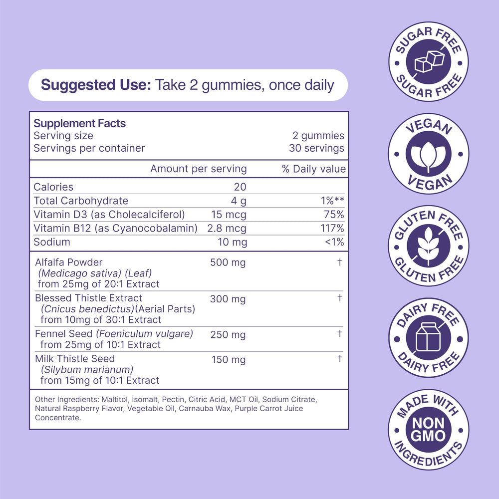 Habit + Habitat Liver Support Plus vegan gluten-free icons highlight allergy-friendly options.