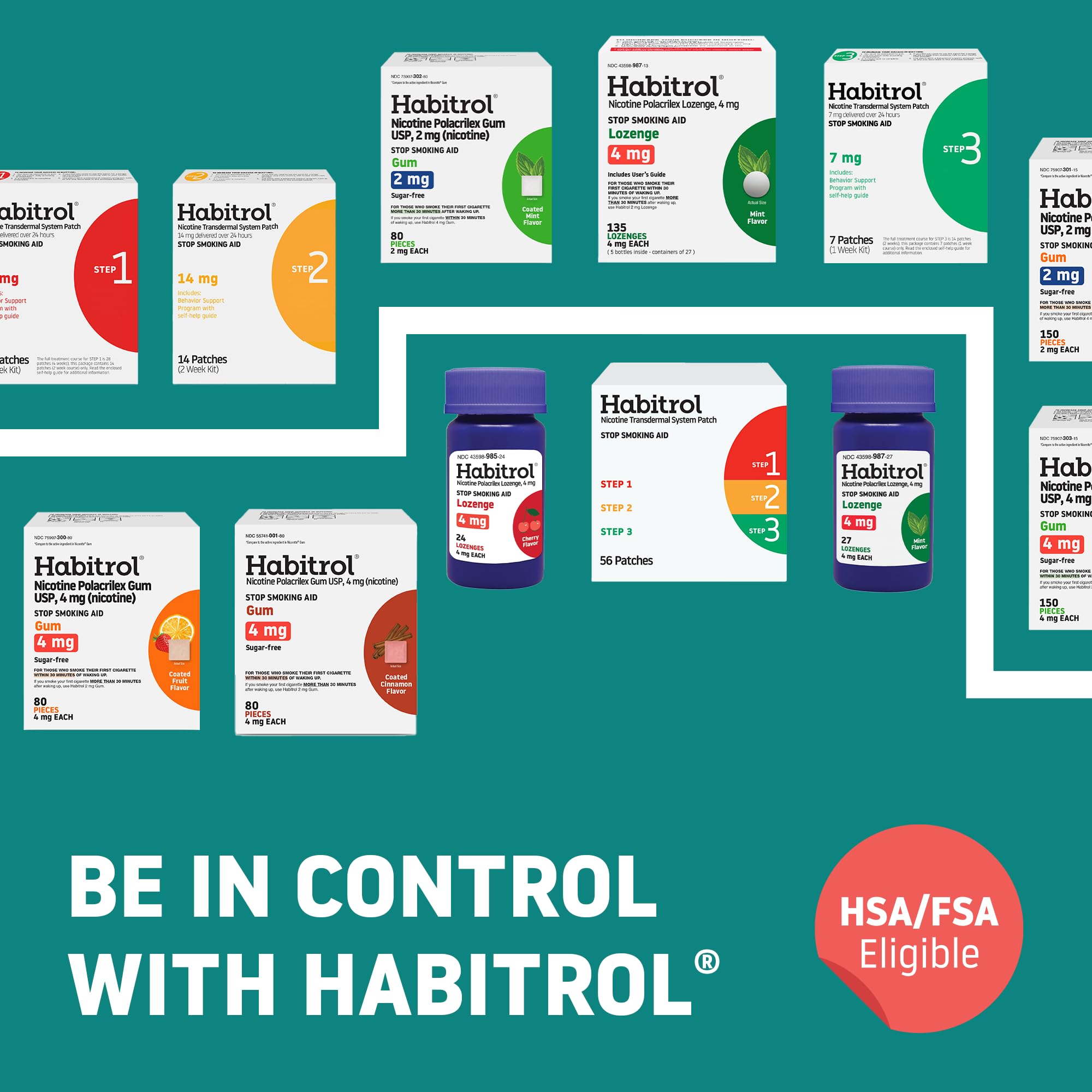 150-count box of Habitrol gum signals long-term access and value.