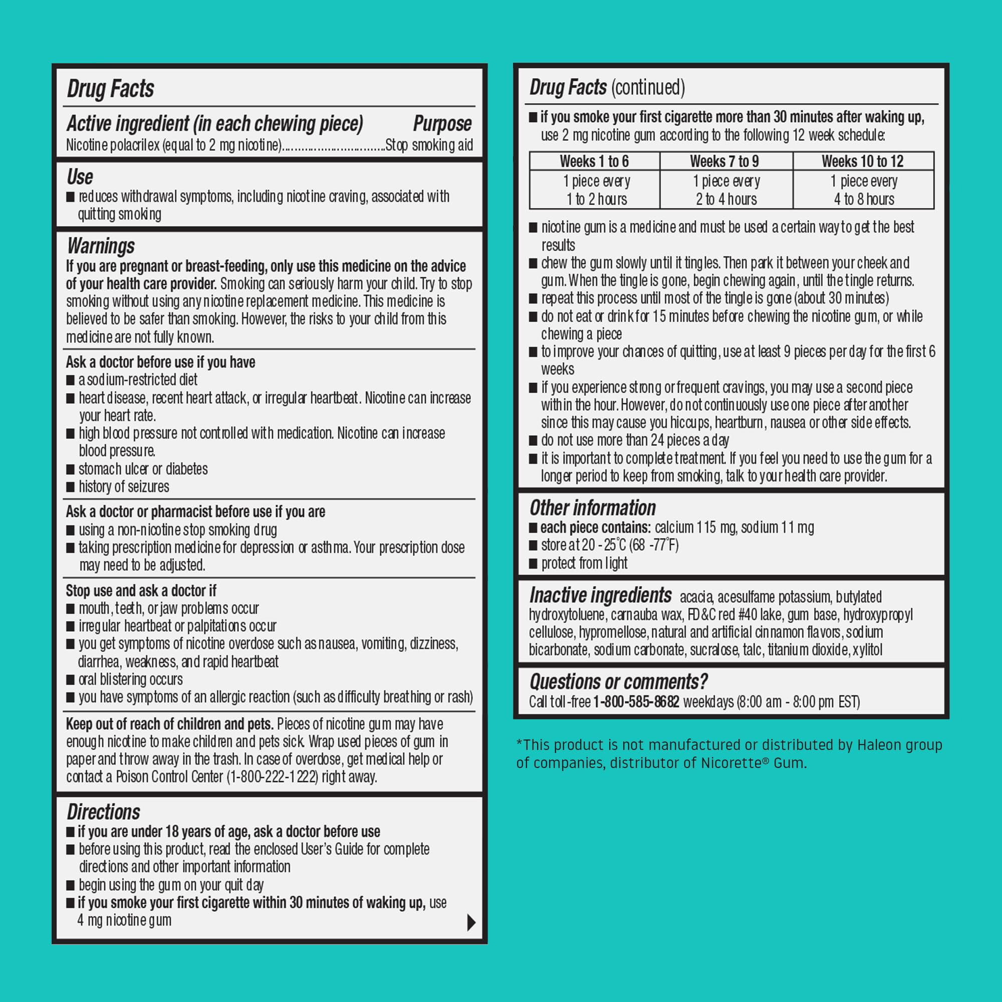 Habitrol nicotine gum 2mg cinnamon gum in-hand shows ready-to-use craving relief