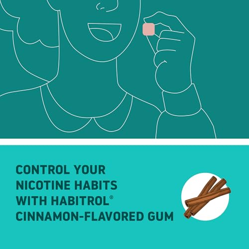 Close-up of Habitrol Cinnamon gum showing tingling chew action for craving relief