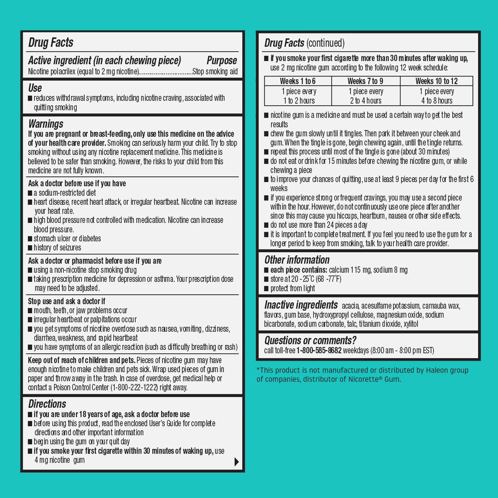 Habitrol nicotine gum pack with label shows quick, discreet cravings relief.