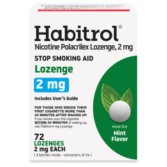 Habitrol mint nicotine lozenge in packaging offers discreet craving relief.