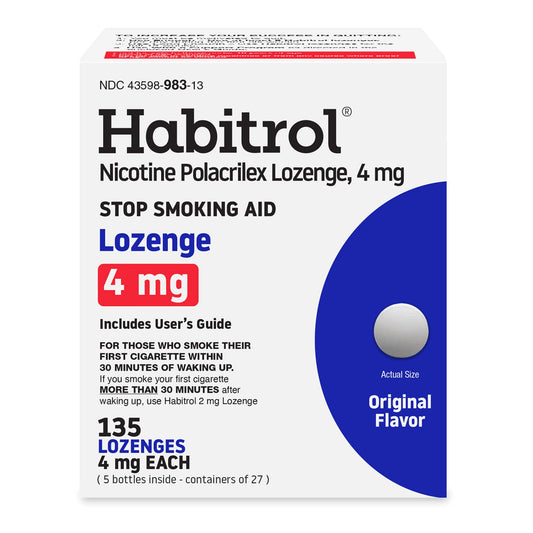 Habitrol nicotine lozenges 135-count pack; convenient supply for a quit journey.