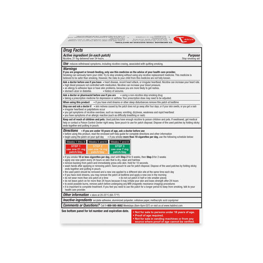 Habitrol 21 mg patch close-up showing all-day delivery