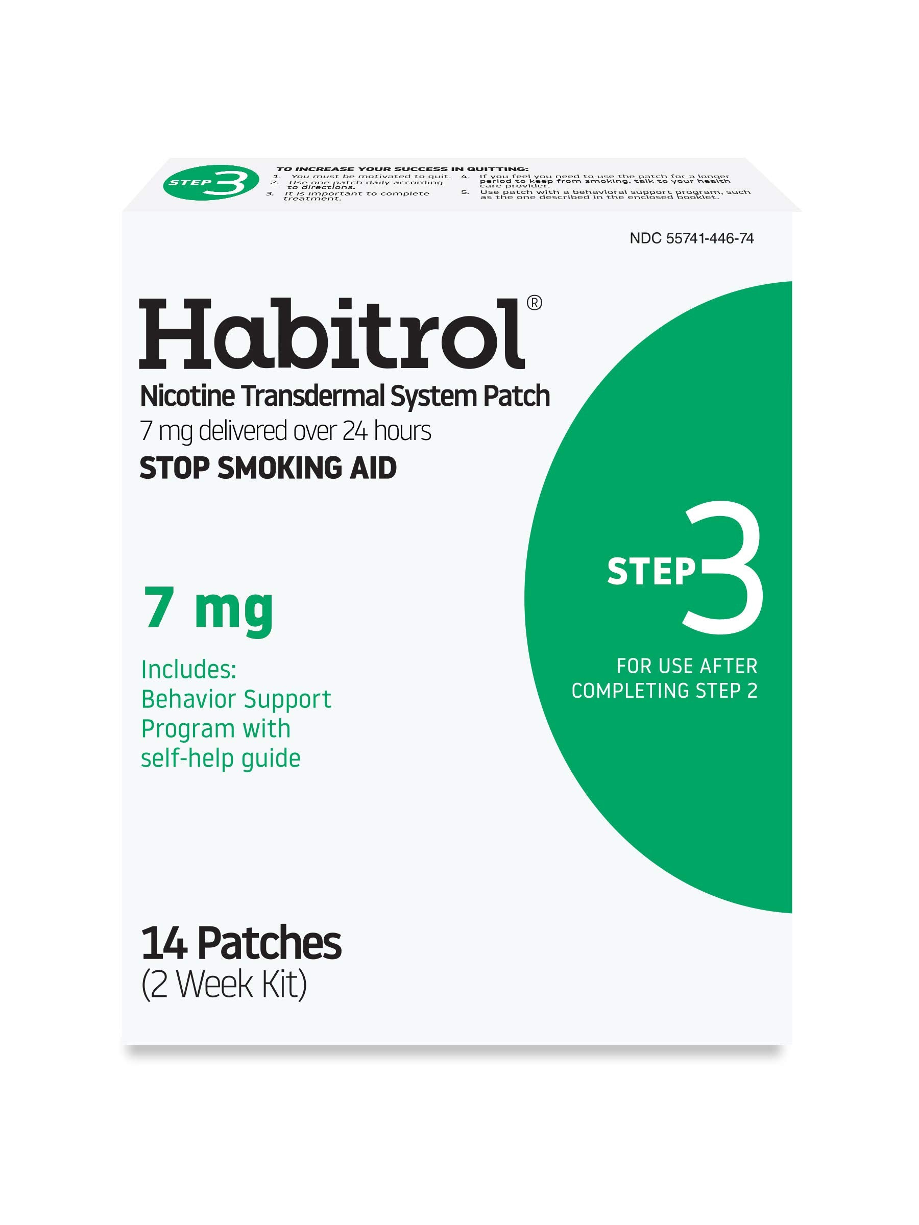Habitrol nicotine patch Step 3 7 mg delivers steady daily nicotine to curb cravings