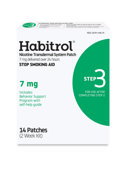 Habitrol nicotine patch Step 3 7 mg delivers steady daily nicotine to curb cravings