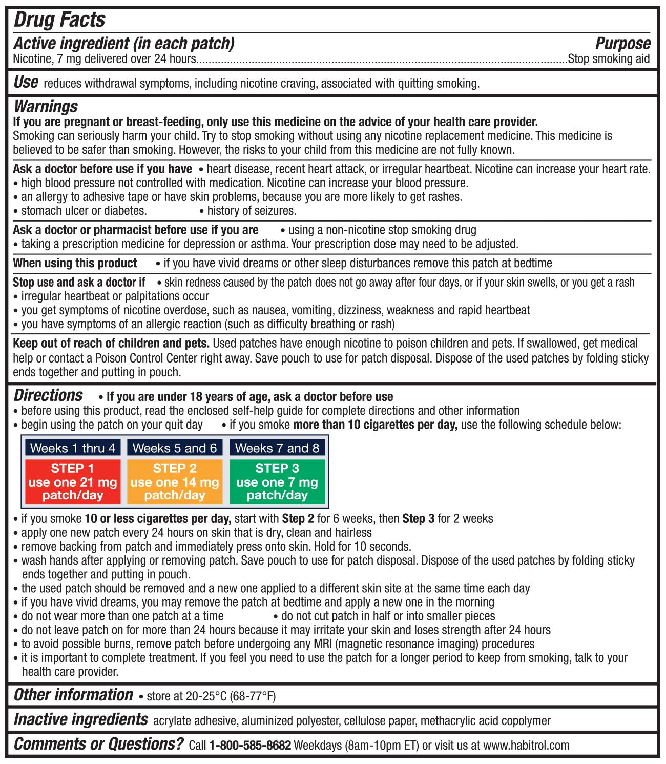 Habitrol Step 1 usage guidelines for daily patch wear