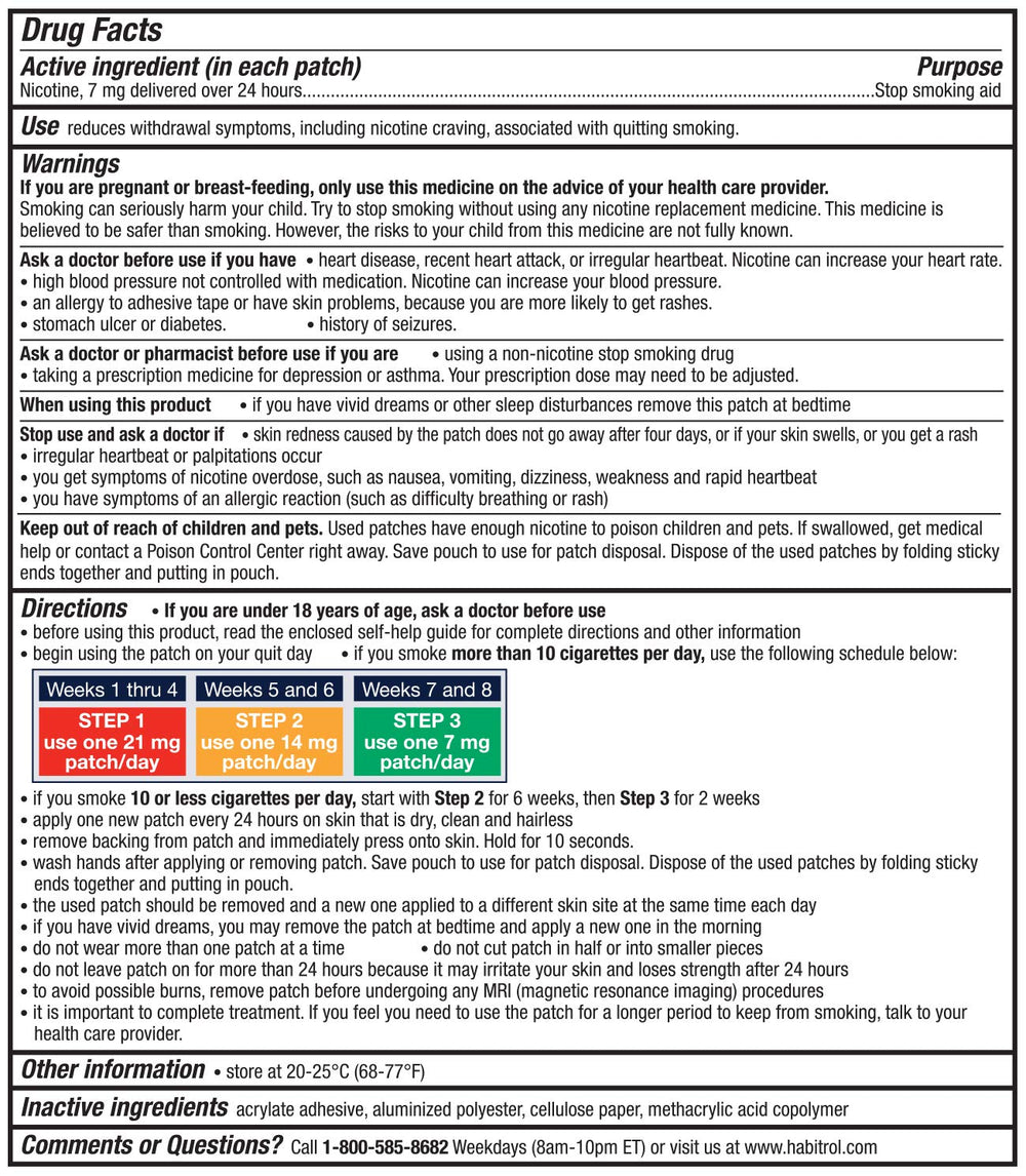 Habitrol Step 1 usage guidelines for daily patch wear