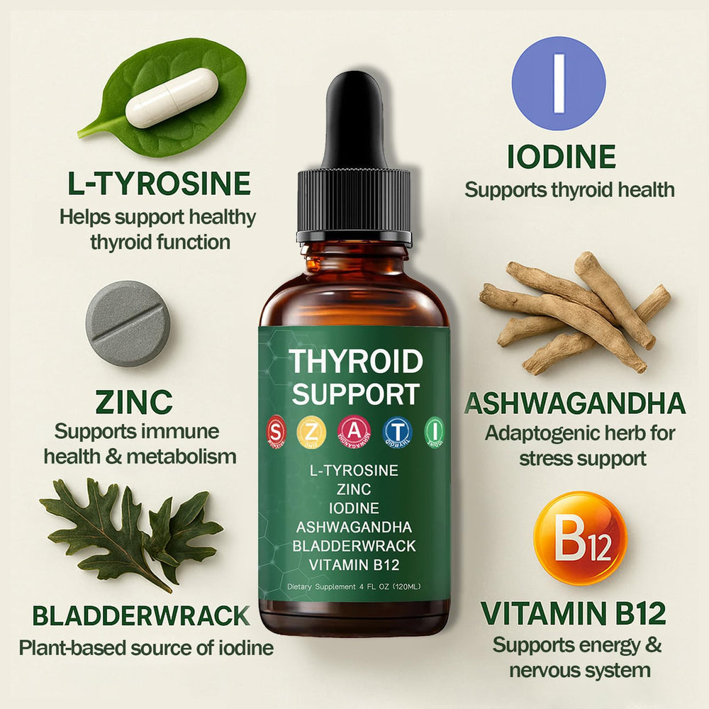 Habohuse Kindled Thyroid Drops ingredients close-up for clean vegan blend.