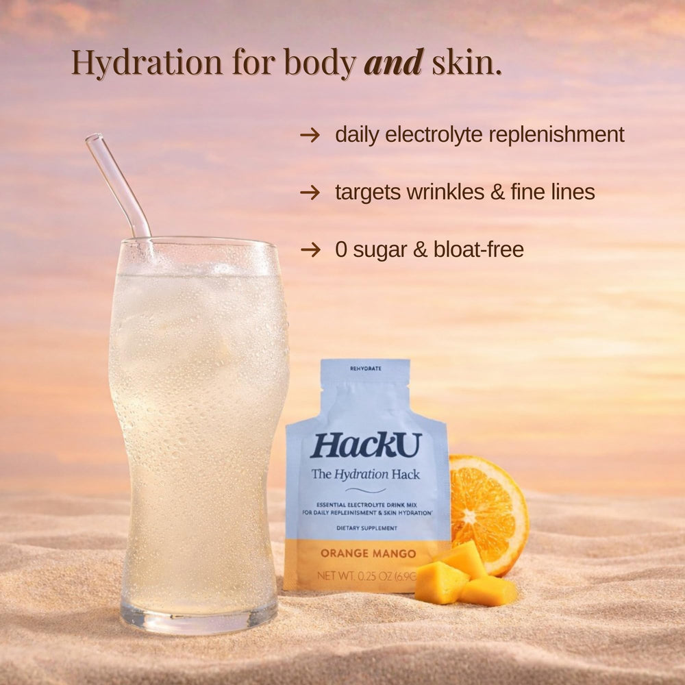 HackU Hydration Hack lemon-lime packet provides refreshing hydration and moisturized skin
