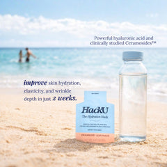 HackU label close-up highlighting ingredients and 10 calories