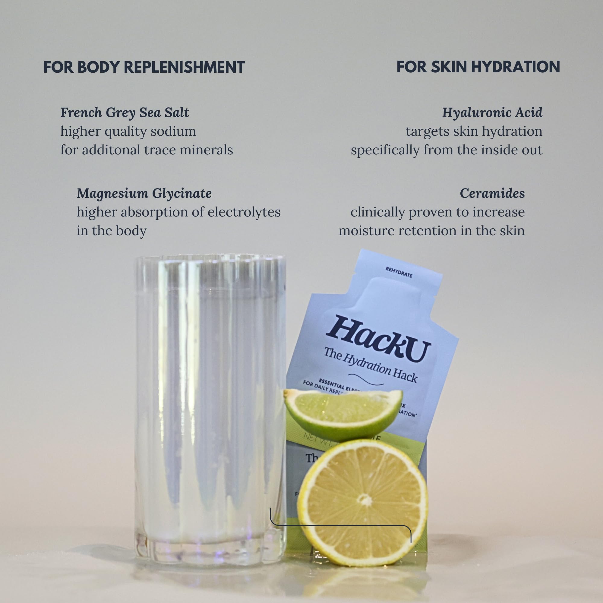 Close-up of HackU packaging showing sugar-free formula.