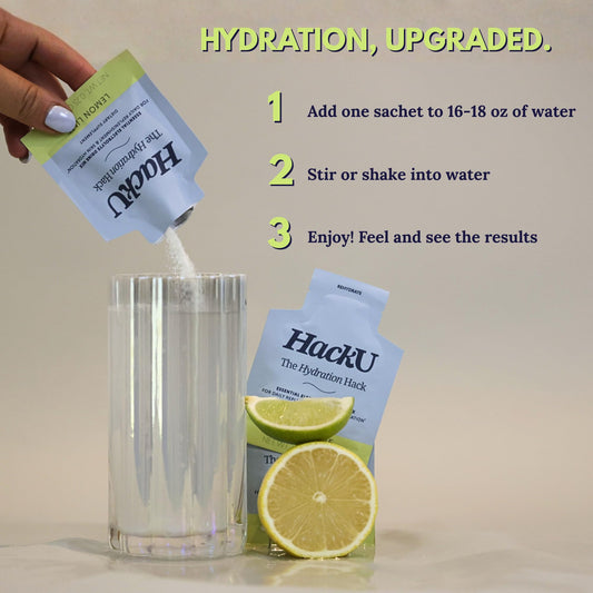 HackU lemon-lime single-serve packet ready to mix.
