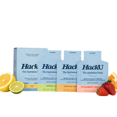 HackU sugar-free electrolyte packets strawberry lemonade pour for hydration and skin glow