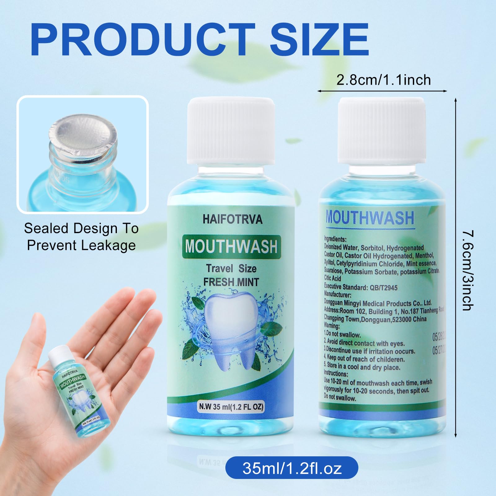 HAIFOTRVA alcohol-free mouthwash 35ml mild formula for daily use