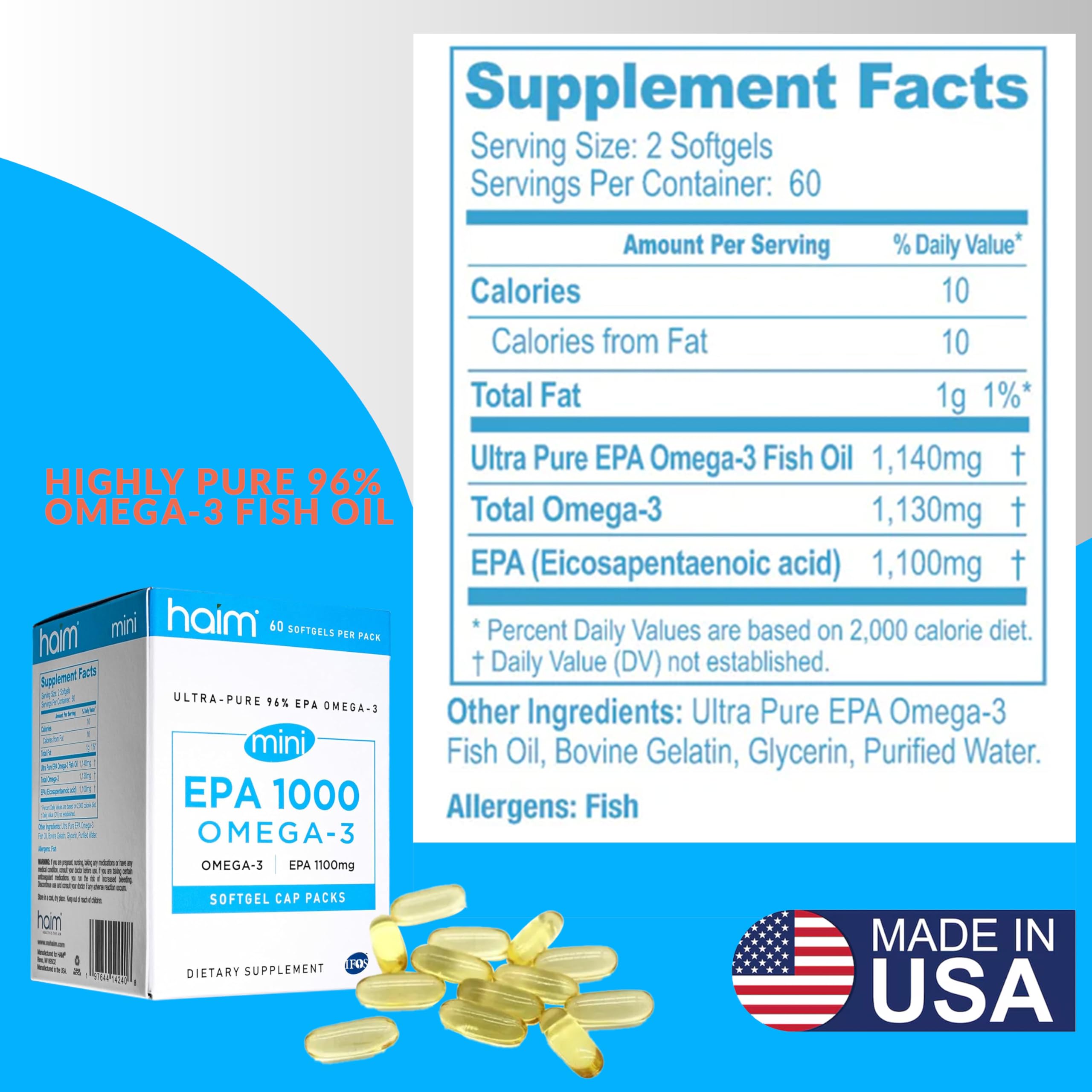 HAIM EPA1000 MINI heart-health focus illustration, supports circulation with EPA omega-3.