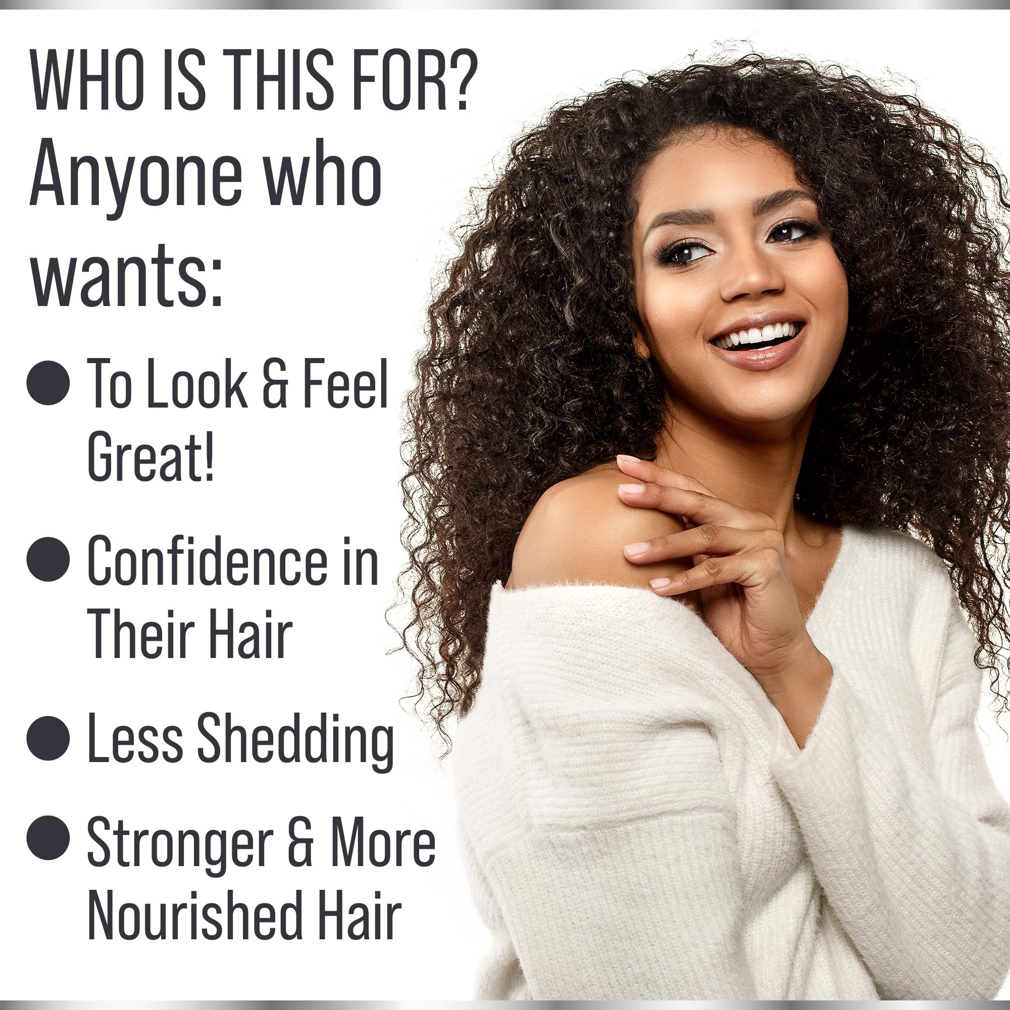 Man holding Hair Thickness Maximizer bottle, suggesting daily use for hair strength.