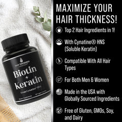 Woman with long hair using Hair Thickness Maximizer bottle during daily nourishment.
