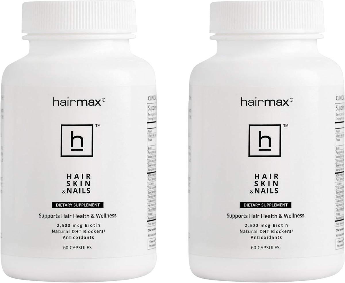 Hairmax biotin 2500mcg bottle promotes keratin support for healthier hair