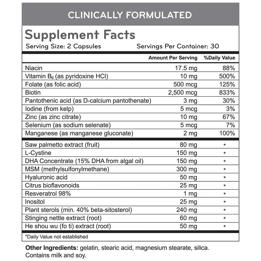 Hairmax MSM 300mg bottle supports keratin infrastructure and elasticity