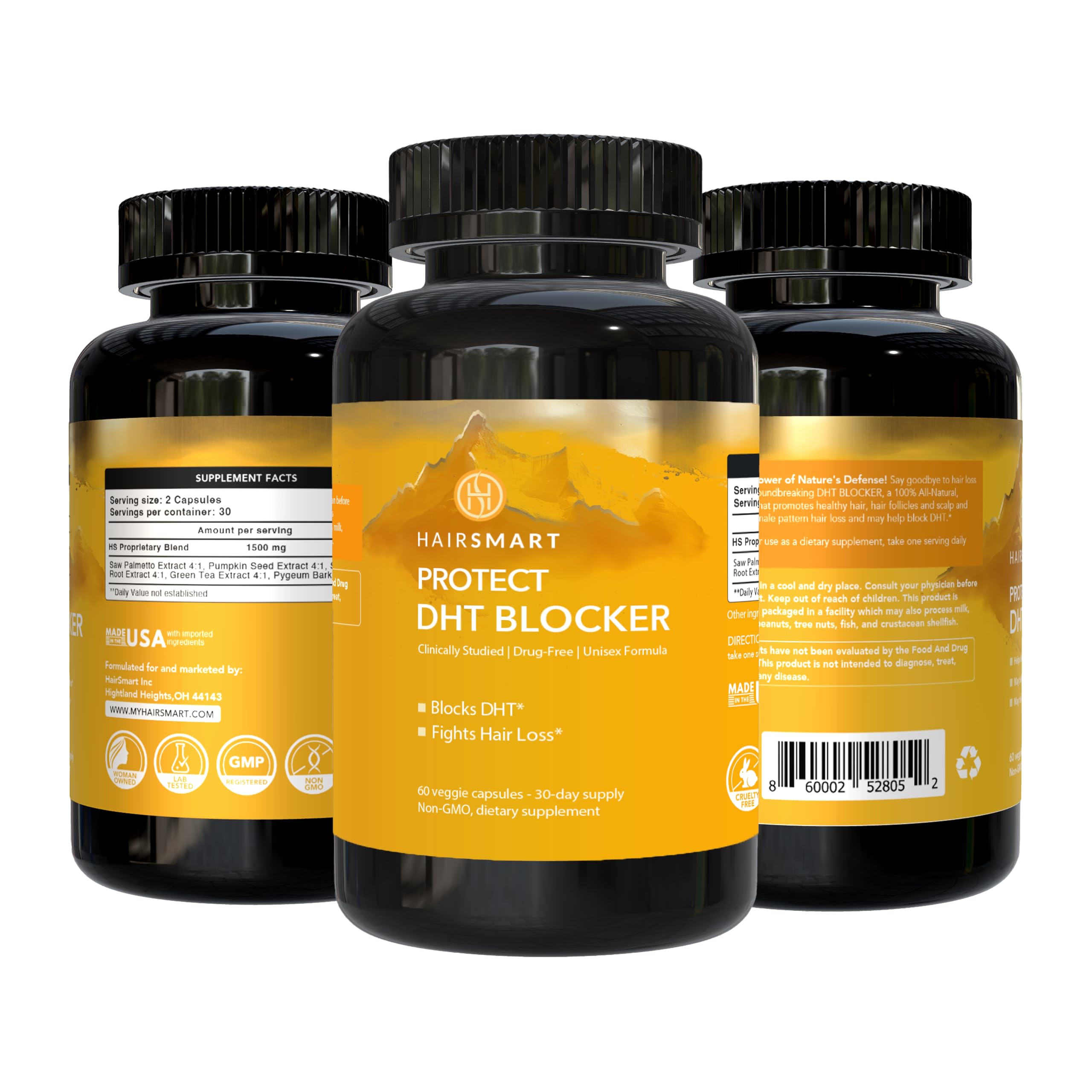 HairSmart DHT Blocker bottle pour promotes simple daily use for hair support.