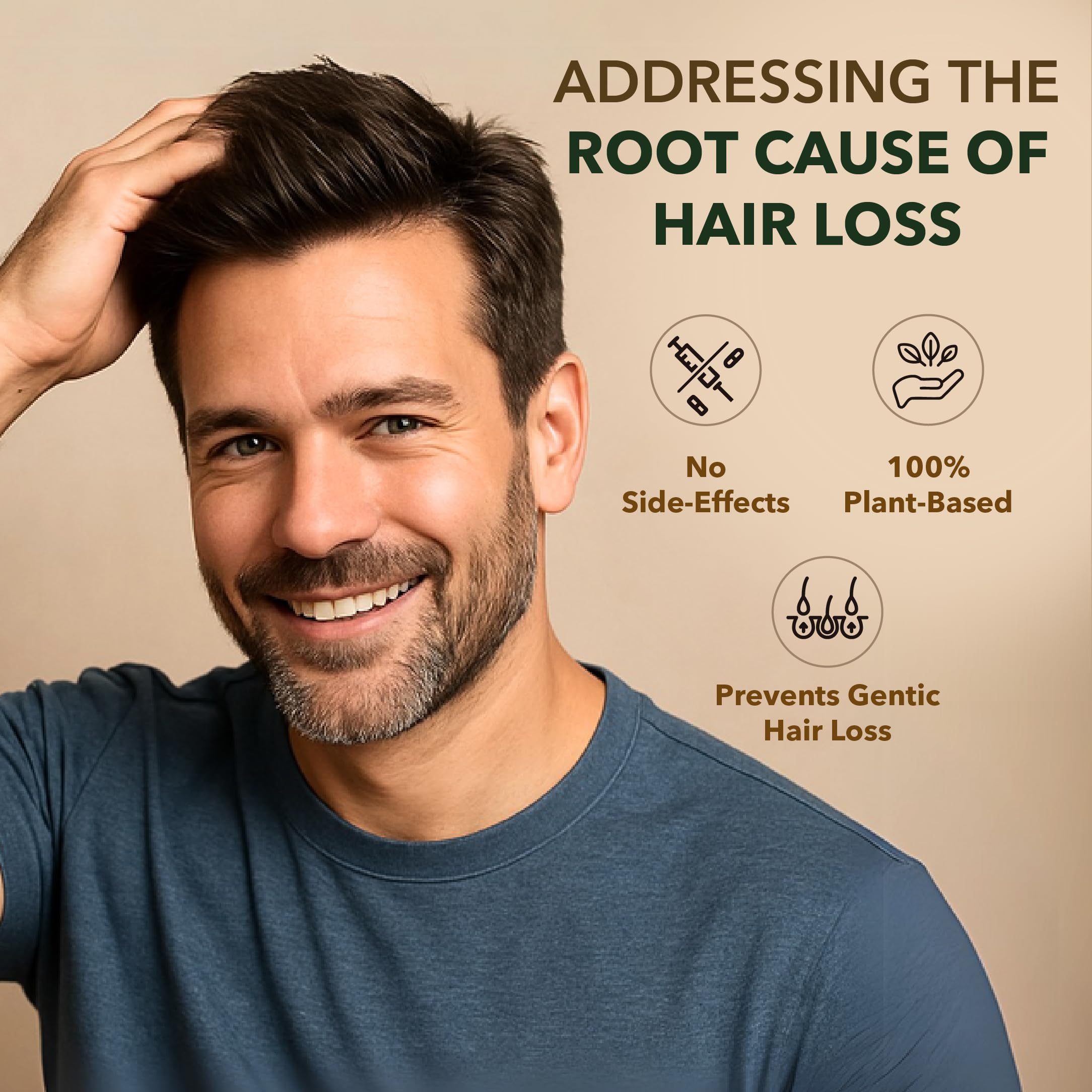 HairSmart capsules close-up, easy gluten-free daily supplement for hair wellness.