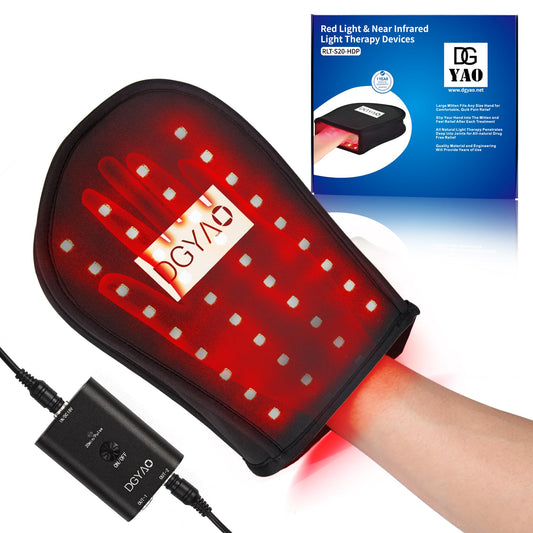 HAIYUE mitten front view showing full hand coverage for soothing red light therapy