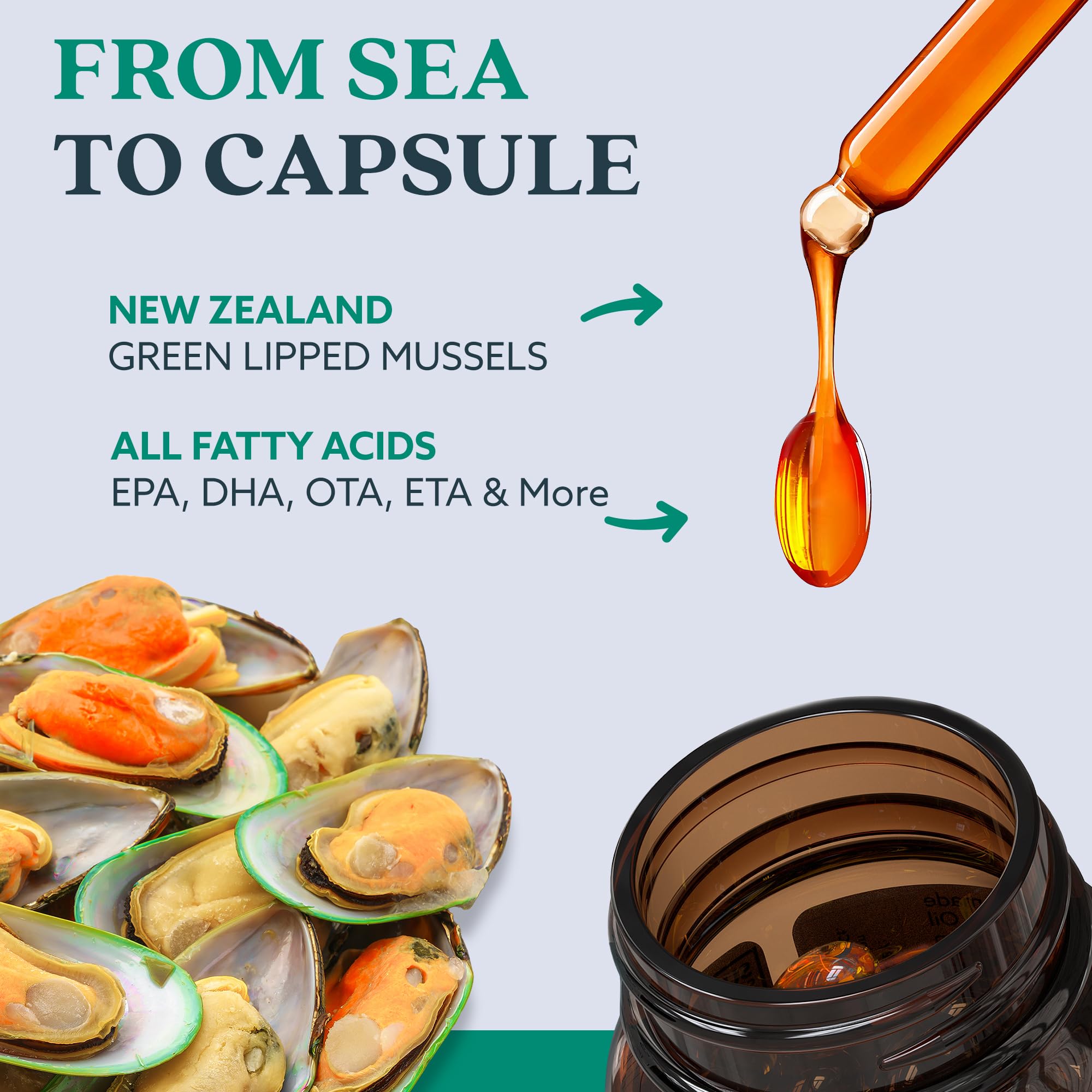 HAKA GLX3 capsules closeup demonstrates small burpless capsules for easy swallowing