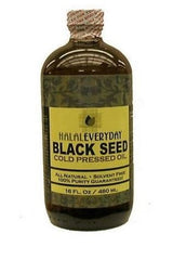 HalalEveryDay Black Seed Oil vegan and non-GMO icons support ethical sourcing.