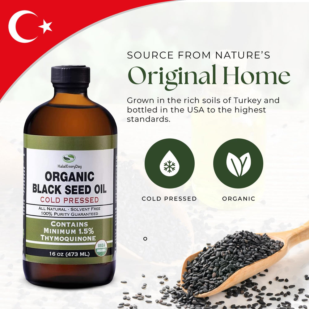 HalalEveryDay Cold-pressed oil in glass bottle for purity