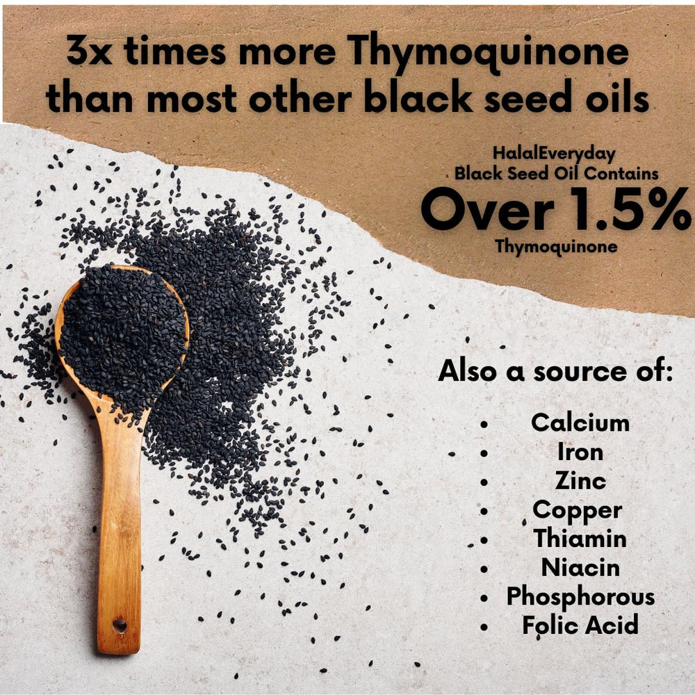 HalalEveryDay Organic Black Seed Oil packaging box highlights certification.