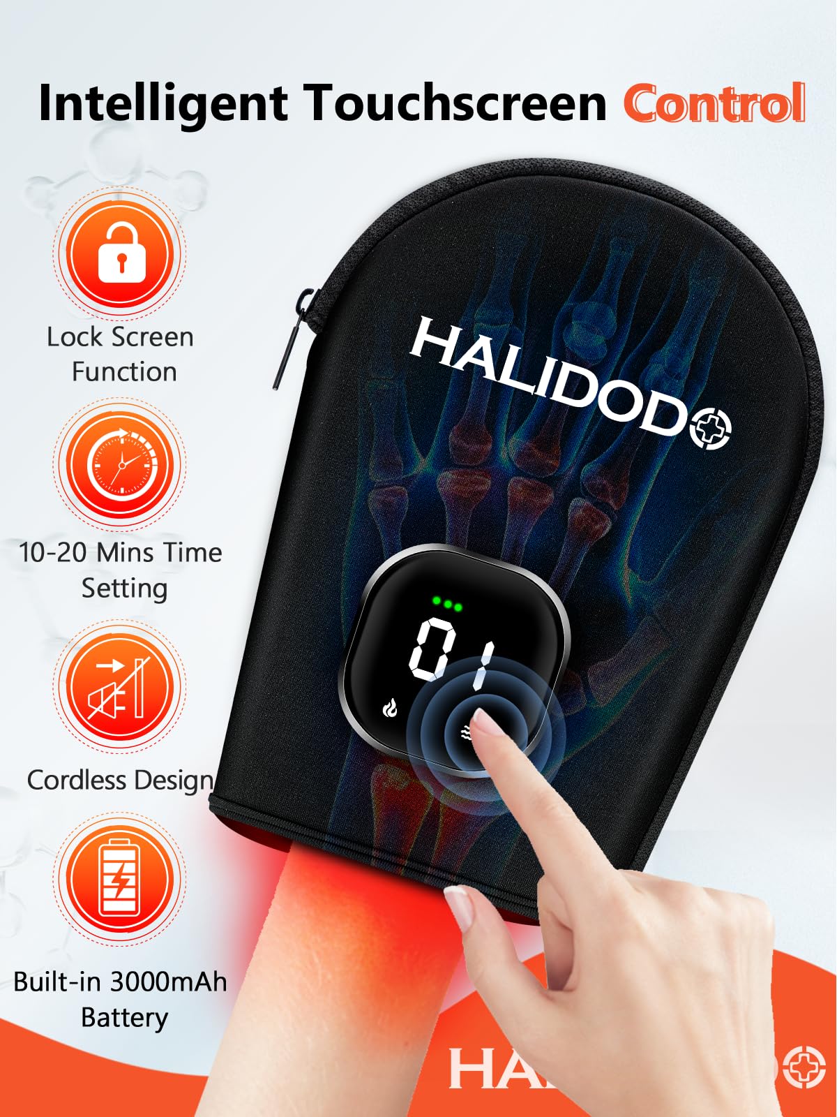 HALIDODO cordless red light glove control panel for easy, intuitive operation