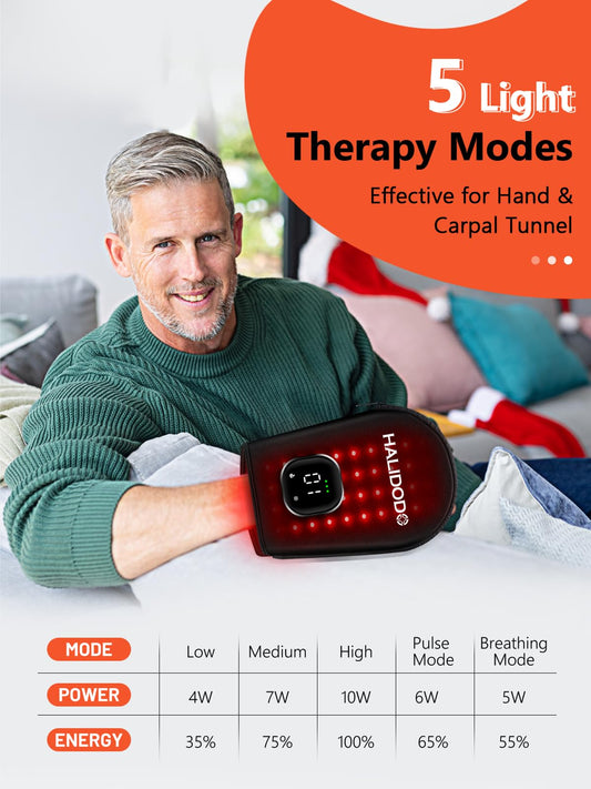 HALIDODO cordless red light glove wrist area focus for soothing stiffness during activities