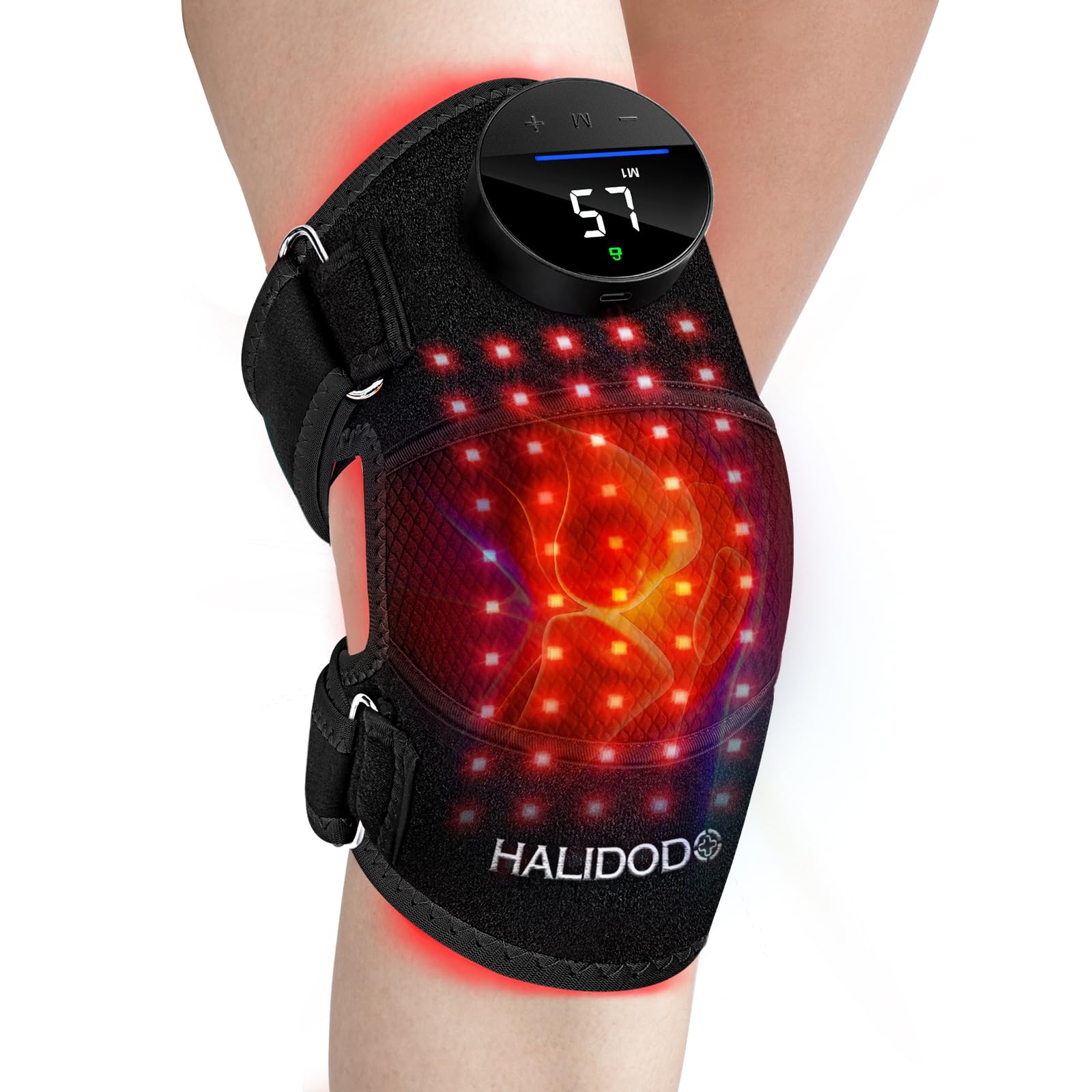 HALIDODO red-light knee brace front view promotes comfort and mobility