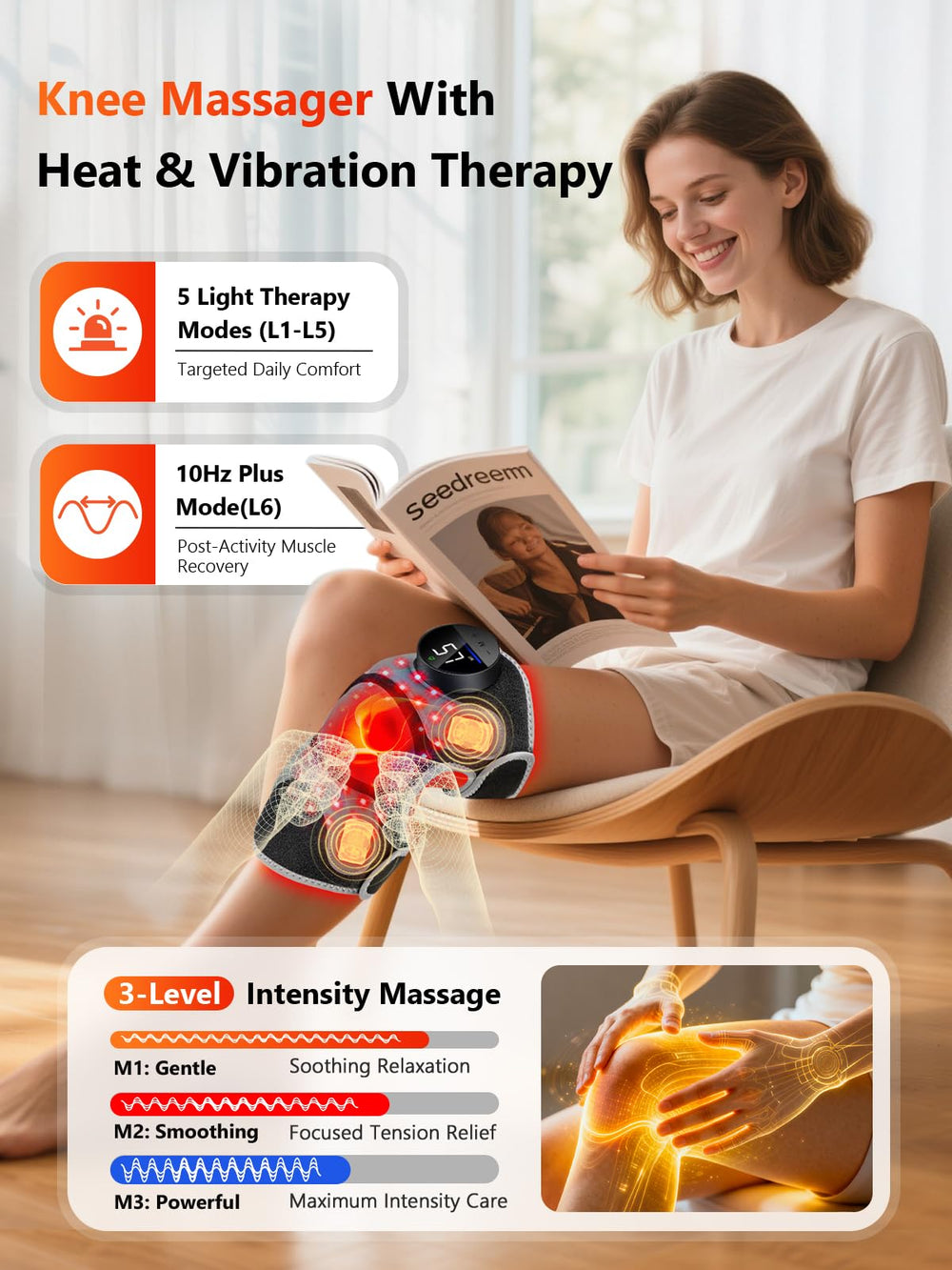 HALIDODO knee brace 4-area massage delivers customizable joint relief