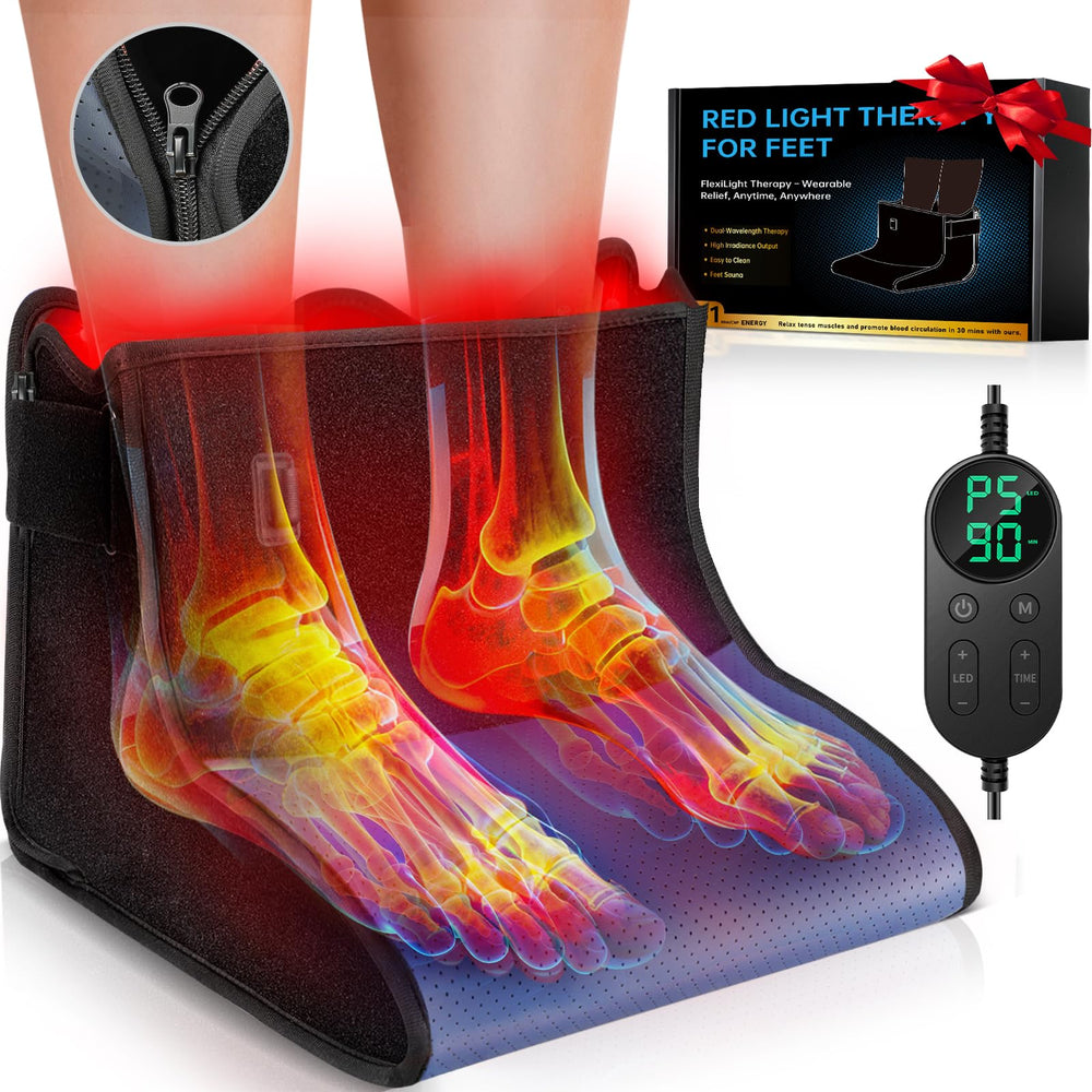 HALIDODO upgraded red-light foot therapy in folded mode for compact storage and travel