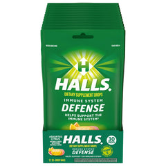 HALLS Defense citrus drops bags front for convenient vitamin C packaging