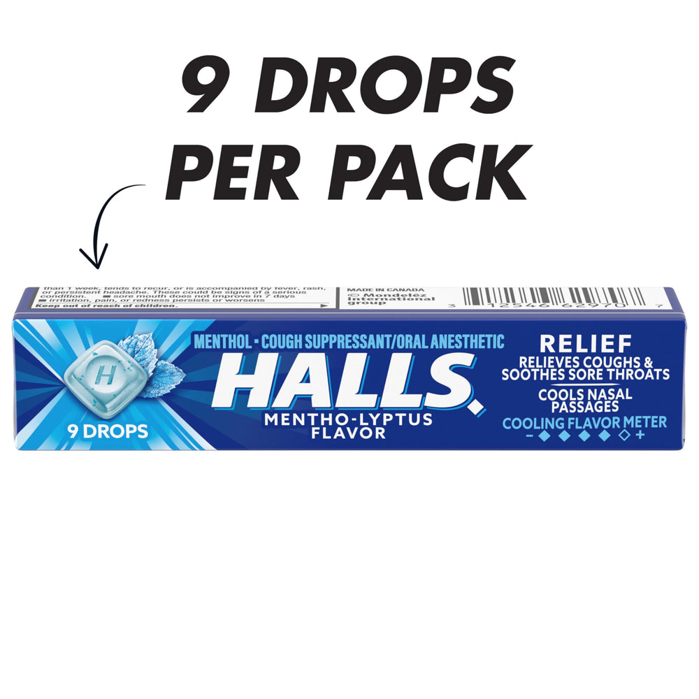 HALLS Mentho-Lyptus drops cooling flavor; refreshing relief when needed.
