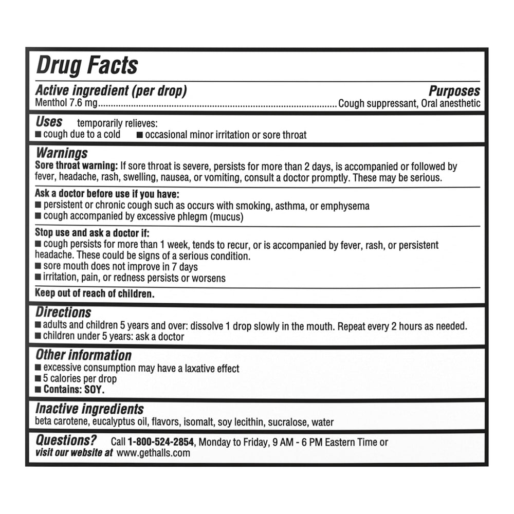 HALLS Relief 840 total drops banner in product line
