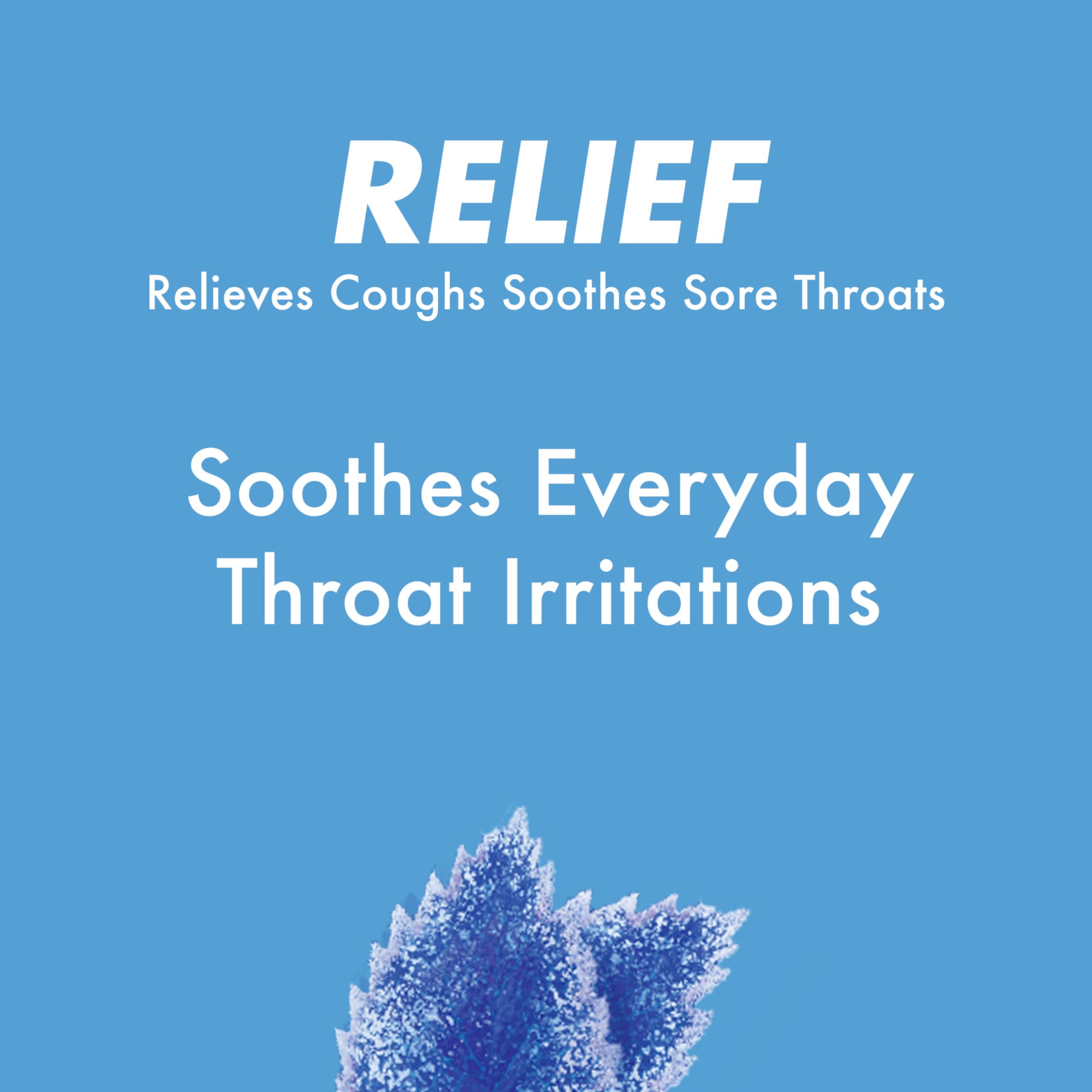 HALLS relief soothes sore throat with refreshing mint sensation.
