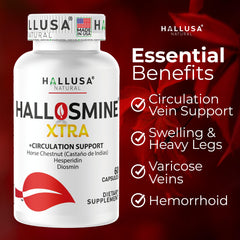 Hallusa Natural Hallosmine Xtra cream being applied to legs for skin comfort