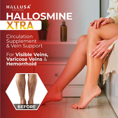 Hallusa Natural Hallosmine Xtra horse chestnut capsule detail highlighting vein health support