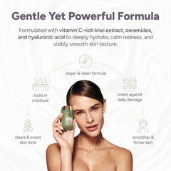 Halo Beauty Kiwi Seed Booster label highlighting key ingredients and benefits