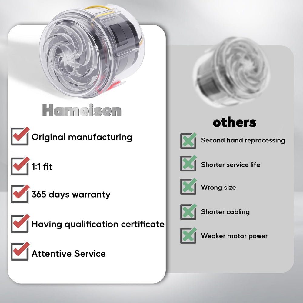 Hameisen CPAP motor AirSense S9 side view showing compact profile for easy replacement