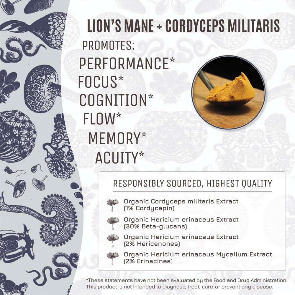 Open pouch of Mind Mix showing organic ingredients and no fillers