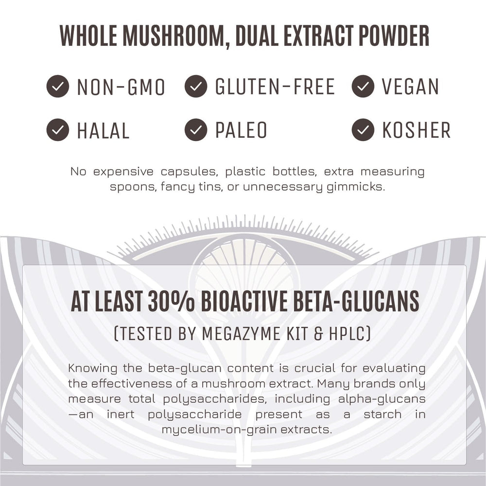 Packaging graphic with Lion’s Mane and Cordyceps imagery for organic extract