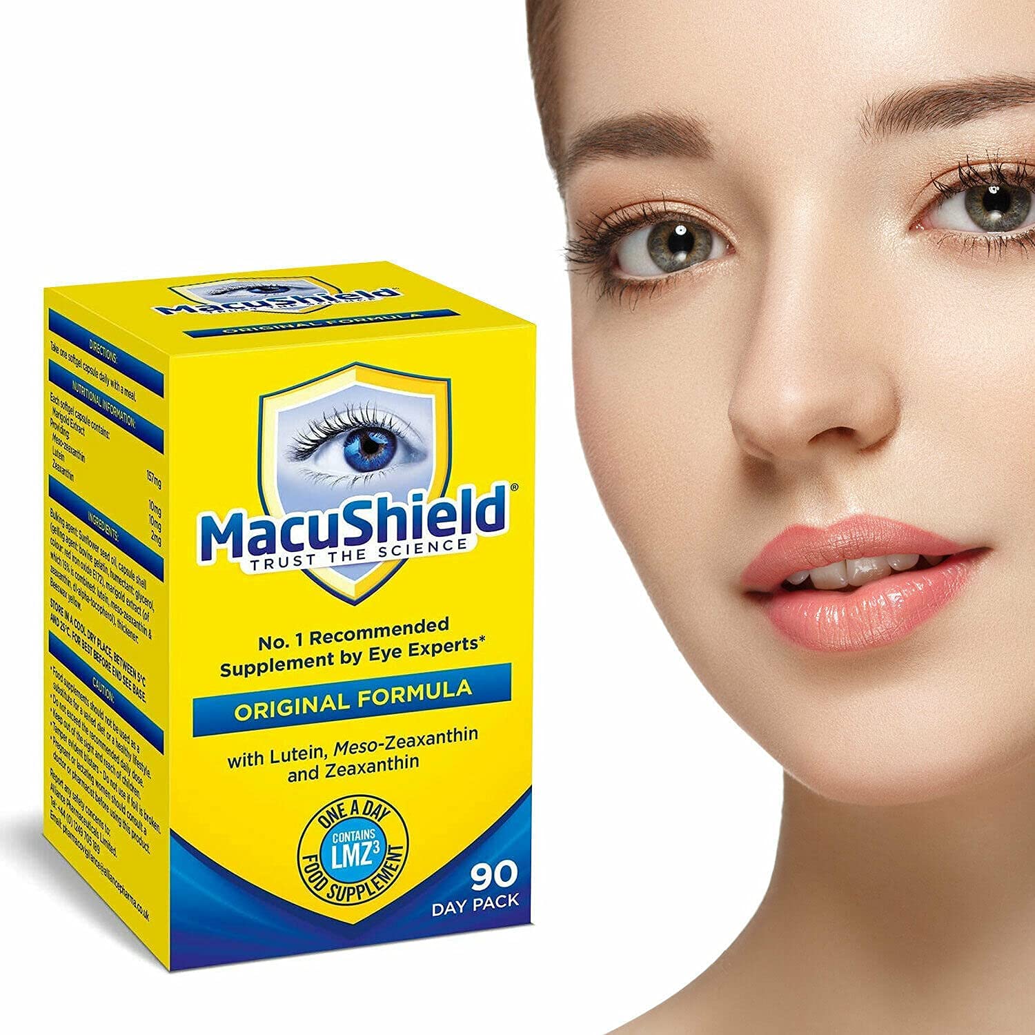 Macushield bottle label detail showcases quality packaging