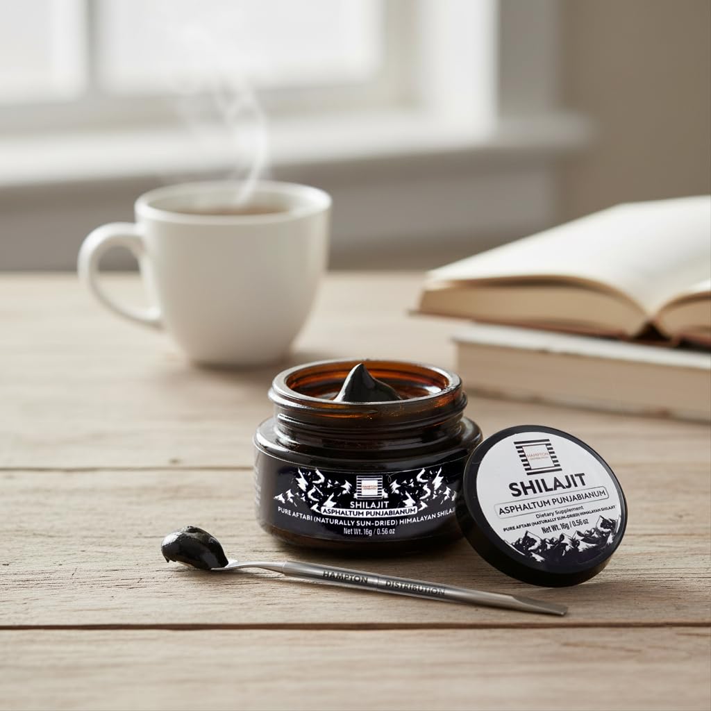 Hampton Shilajit Resin glass filtration process highlights purity and potency.