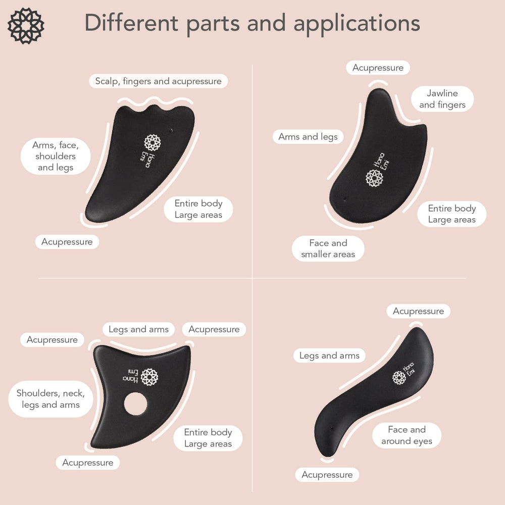 Hana Emi LUONKOS gua sha chin tool flat black for jawline sculpting